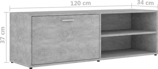 TV-Möbel Hölzernes Gray L120xB34xH37cm