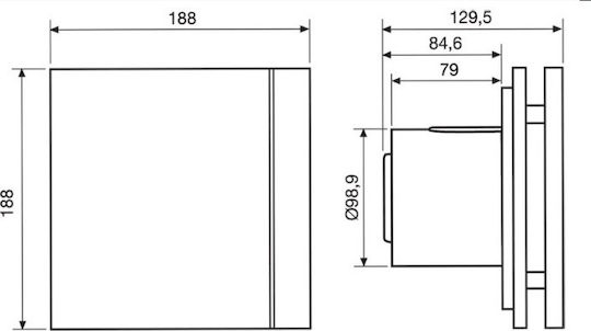S&P Design 100CZ 5210611900 Wall-mounted Ventilator Bathroom 100mm Black