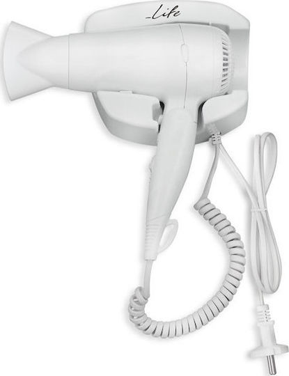 Life Resort White Hotel Hair Dryer 1.6kW with Spiral Cable up to 150cm