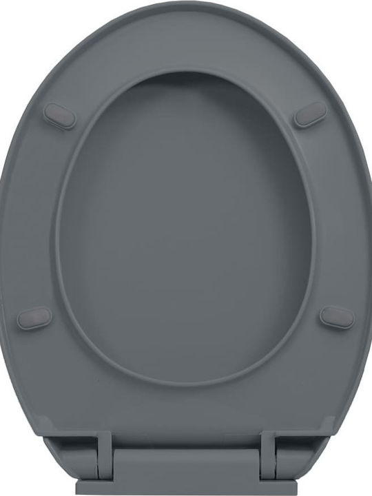 vidaXL Plastic Soft Close Toilet Slim Seat Gray 46cm