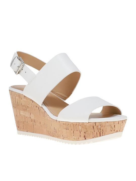 Dera Women's Ankle Strap Platforms White