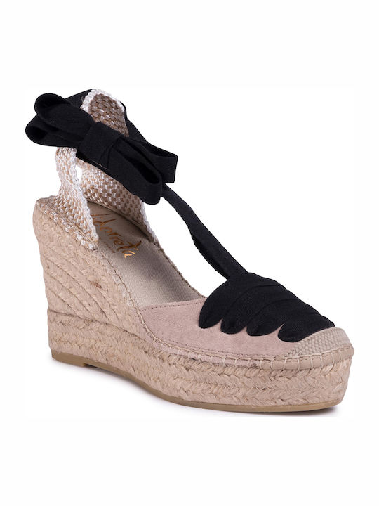 Vidorreta 12985 Women's Suede Platform Espadrilles Beige