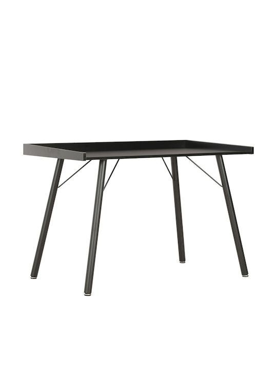 Desk Wooden Black with Metal Legs 90x50x79cm