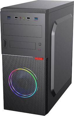 Supercase Fusion FU03A Midi Tower Κουτί Υπολογιστή με Πλαϊνό Παράθυρο Μαύρο