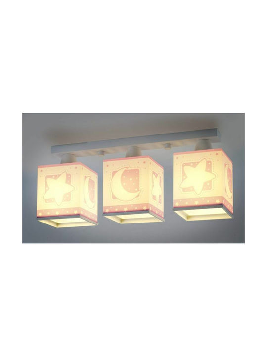 Ango Kids Plastic Chandelier Mount Ceiling Light E27 Moon Pink 23W