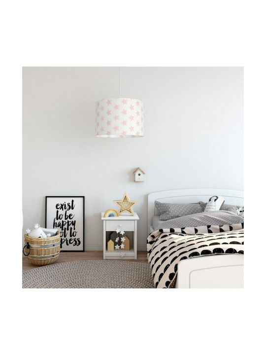 Veis Hesperis Big Stars Single Bulb Kids Lighting Pendant of Fabric 60W with Drive Size E27 In Pink Colour