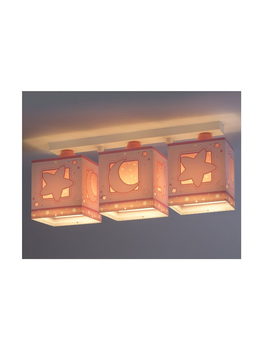 Ango Kids Plastic Chandelier Mount Ceiling Light E27 Moon Pink 23W