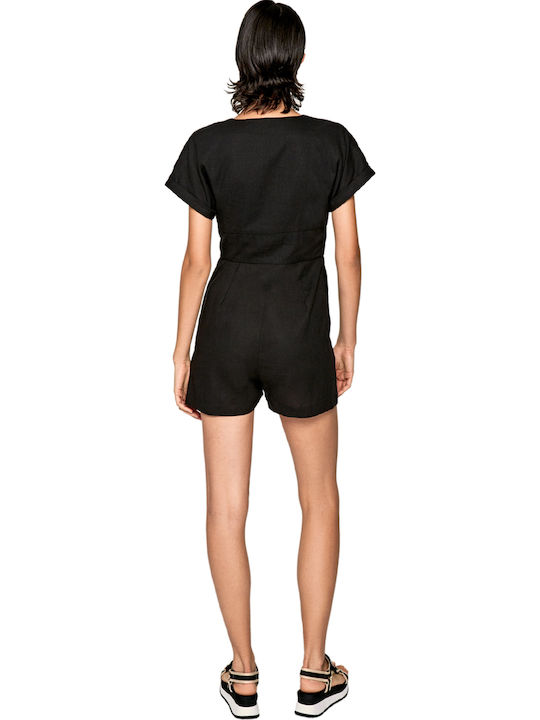 Pepe Jeans Shergia Women's Denim Short Sleeve One-piece Shorts Black