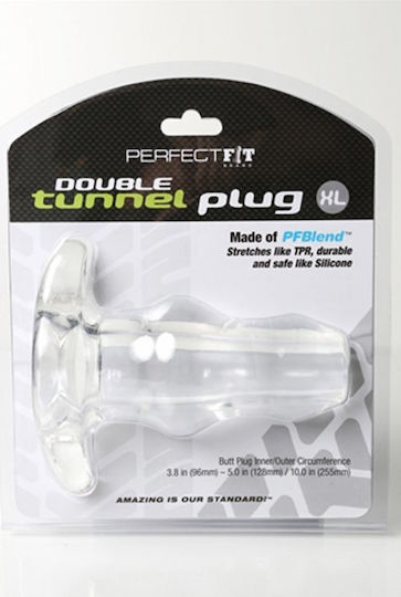 Perfect Fit Brand Double Tunnel Plug Medium Πρωκτική Σφήνα Medium Clear 9cm