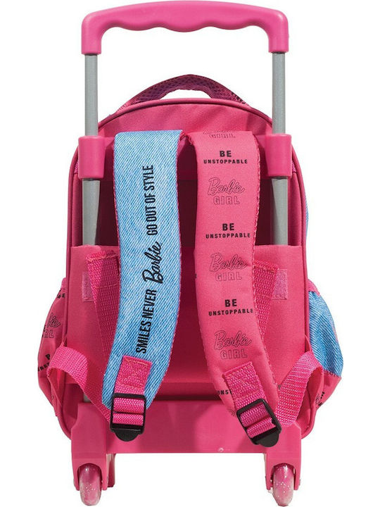 Gim Barbie Denim School Bag Trolley Kindergarten in Pink color 12lt