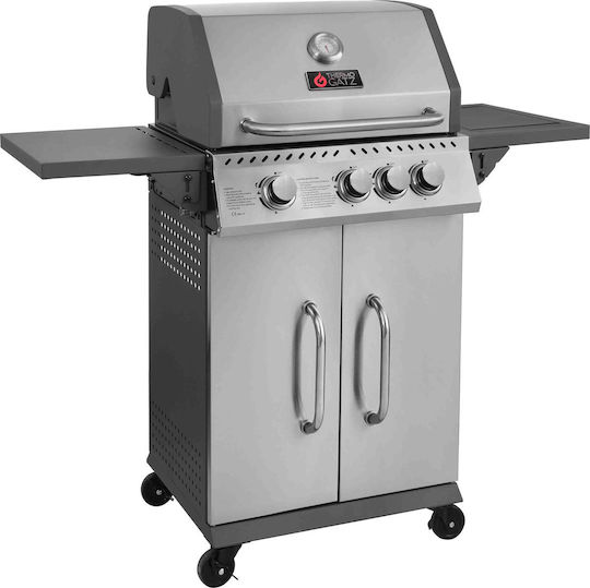 Thermogatz Elite GS Gas Grill with Cast Iron Grate 60x42cm with 3 Burners 9kW and Side Burner 2.5kW