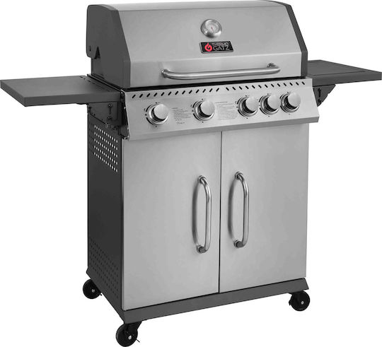 Thermogatz Elite Gs Gas Grill with Cast Iron Grate 70x42cm with 4 Burners 12kW and Side Burner 2.5kW