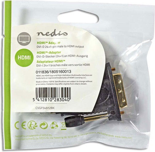 Nedis Μετατροπέας DVI-D male σε HDMI female (CVGP34912BK)