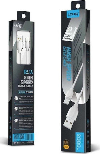 Ldnio LS372 USB 2.0 Kabel USB-C männlich - USB-A Weiß 2m