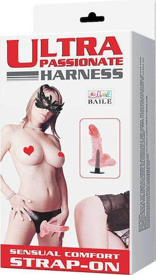 Baile Ultra Passionate Harness Sensual Comfort Strap-on Harness with Dildo 15.5cm in skin color