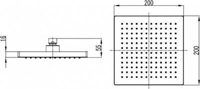 Karag Inox Square Showerhead Silver 20x20cm