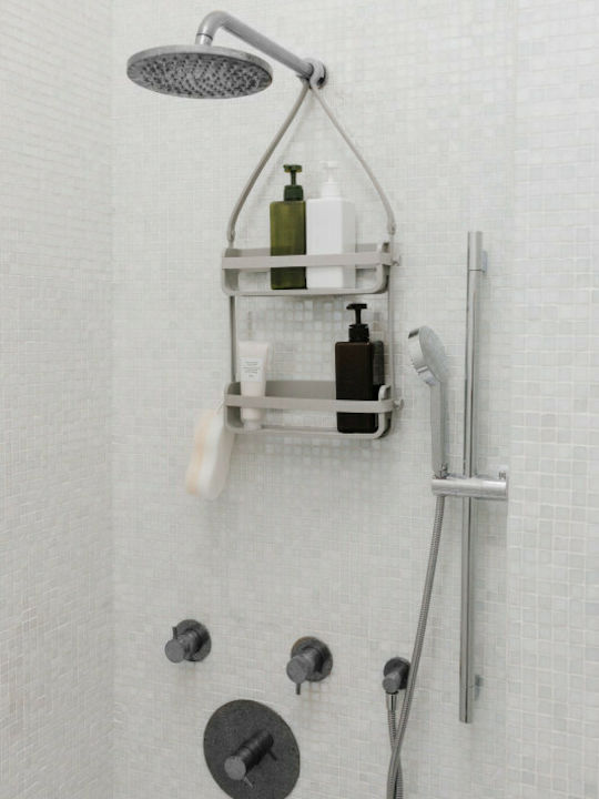 Umbra Flex Caddy Wall Mounted Bathroom Shelf Plastic with 2 Shelves 31.8x9.5x64.8cm Grey Gray