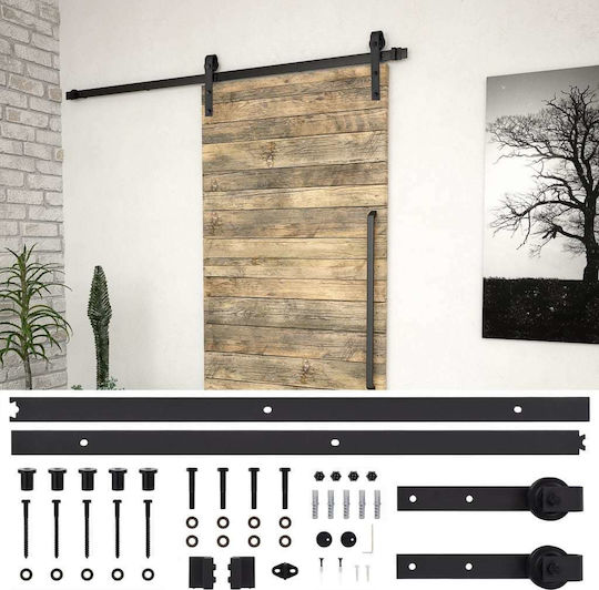 vidaXL Sliding Door Mechanism for Middle Door 183cm Black