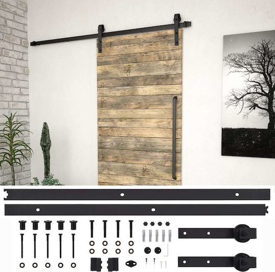 vidaXL Sliding Door Mechanism 200cm Black