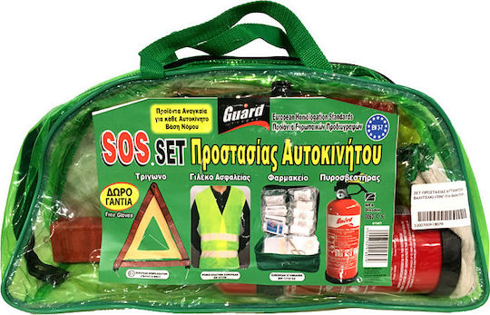 Guard Car Safety Kit with First Aid Kit, Fire Extinguisher, Warning Triangle, Reflective Vest & Gloves