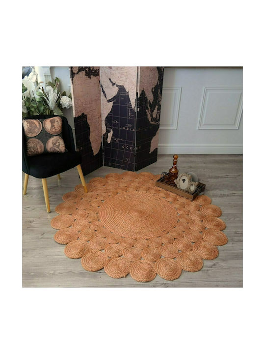 Klonaras Spoleto Handmade Rug Round Summer from Jute Rust