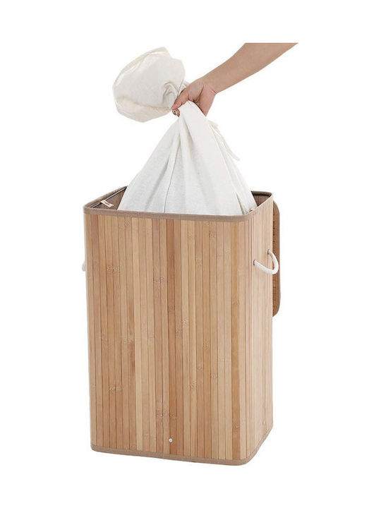 Songmics Laundry Basket Bamboo Folding with Cap 40x30x60cm Brown