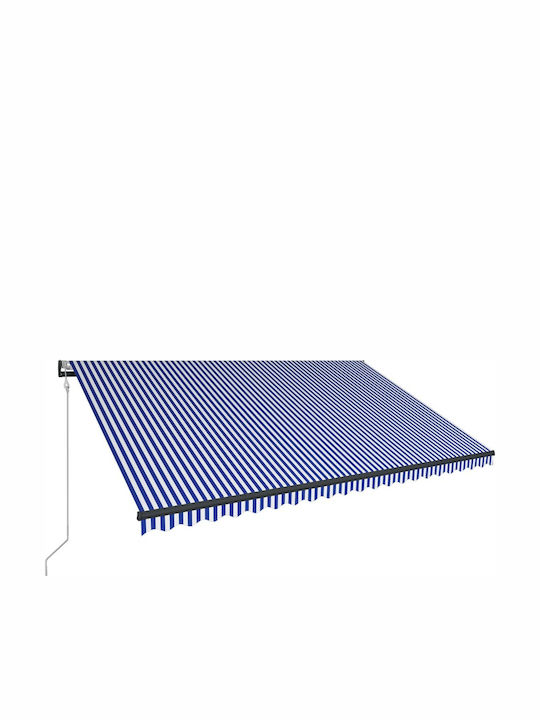 vidaXL Τέντα Βεράντας με Led & Αισθητήρα Ανέμου Μπλε / Λευκό 5x3m