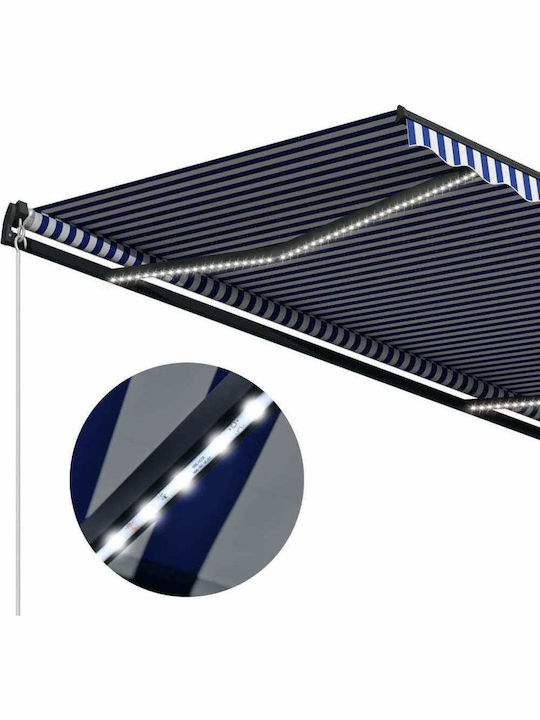 vidaXL Zelt Terrasse mit LEDs & Wind Sensor Blue / White 5x3m