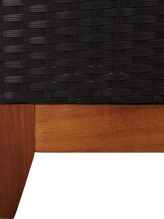 Liegestuhl-Bett Einzel Rattan mit Kissen Schwarz 200x70x30cm.