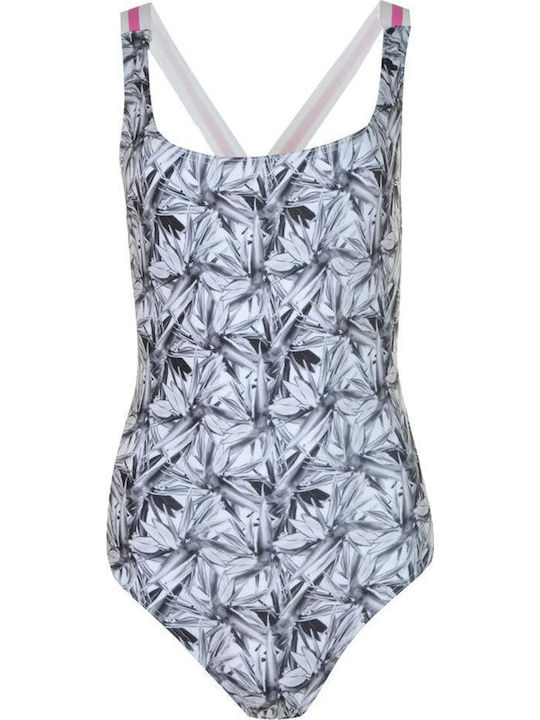 One-Piece Swimsuit Floral Black