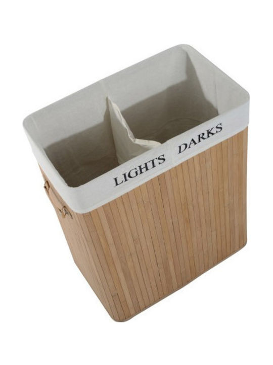 HomCom Καλάθι Απλύτων Bamboo 100lt με Καπάκι 52x32x63cm Καφέ με 2 Χώρους