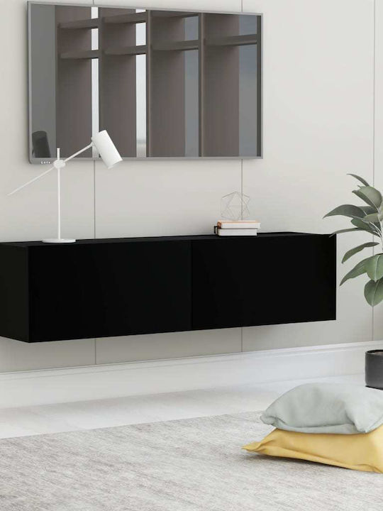 TV Stand Wooden Black L120xW30xH30cm