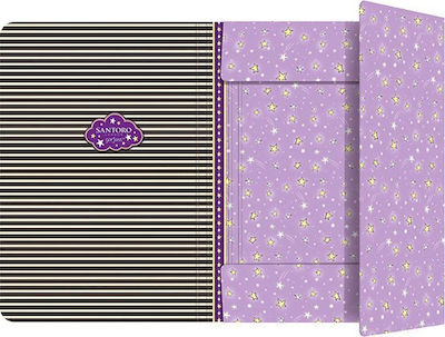 Santoro Folder Prespan with Rubber Band and Ears for Paper A4 Purple "Catch A Falling Star"