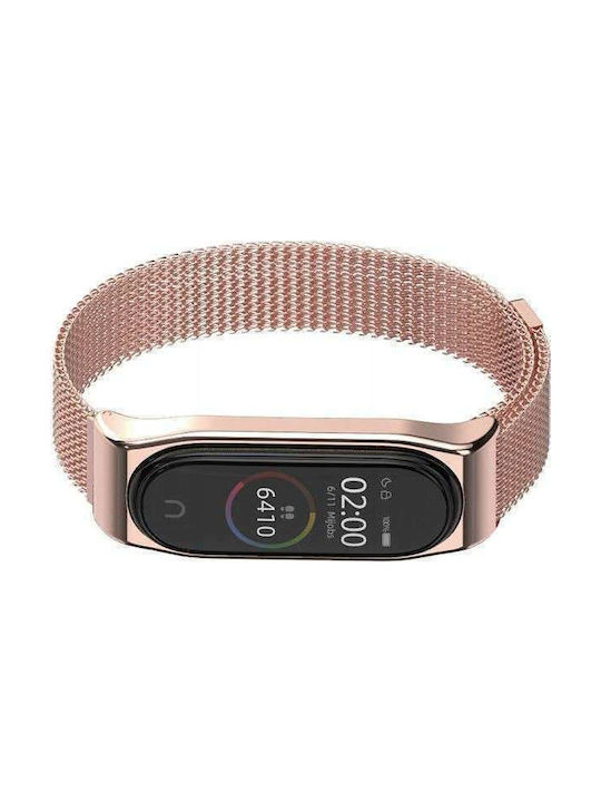 Milanese Каишка Неръждаема стомана Розово злато (Mi Band 3/Mi Smart Band 4 - Ми Банд 3/Ми Смарт Банд 4)