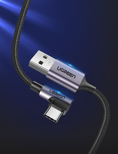 Ugreen US284 Angle (90°) / Braided USB 2.0 Cable USB-C Male - USB-A 18W Black 1m 50941