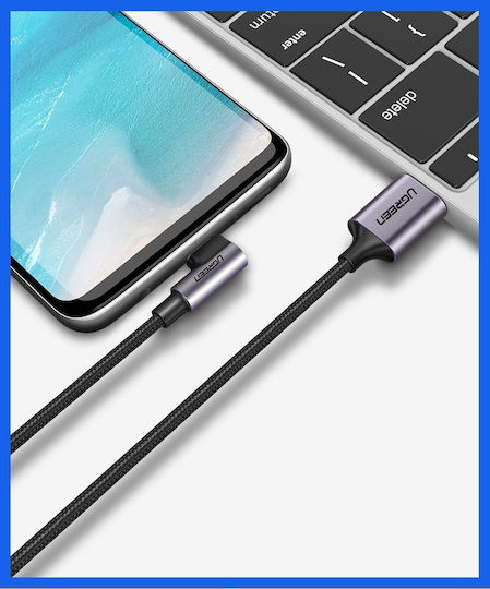 Ugreen US284 Angle (90°) / Braided USB 2.0 Cable USB-C Male - USB-A 18W Black 1m 50941