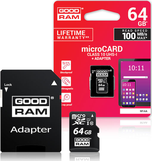 GoodRAM M1AA microSDXC 64GB U1 UHS-I 100MB/s с адаптер