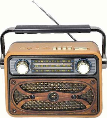 Meier M-183BT Retro Tabletop Radio Rechargeable with Bluetooth and USB Brown