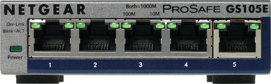 NetGear GS105E v2 Unmanaged L2 Switch με 5 Θύρες Gigabit (1Gbps) Ethernet