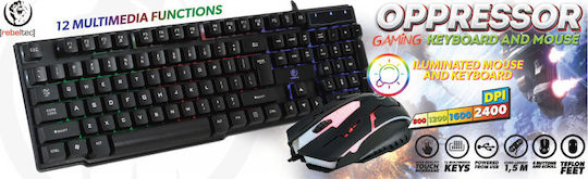 Rebeltec Oppressor Set Gaming Tastatur mit Beleuchtete Tasten & Maus (Englisch US)