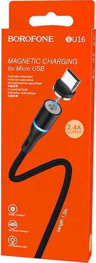 Borofone BU16 Skill Braided / Magnetic USB 2.0 to micro USB Cable Μαύρο 1m