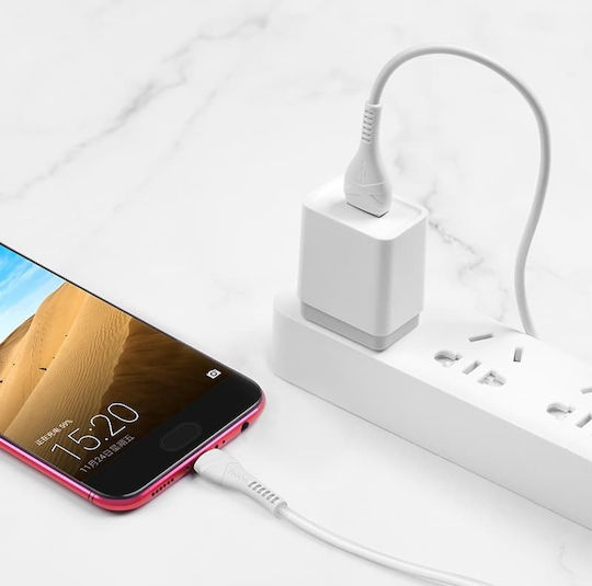 Hoco X37 Cool Power Regular USB 2.0 to micro USB Cable Λευκό 1m