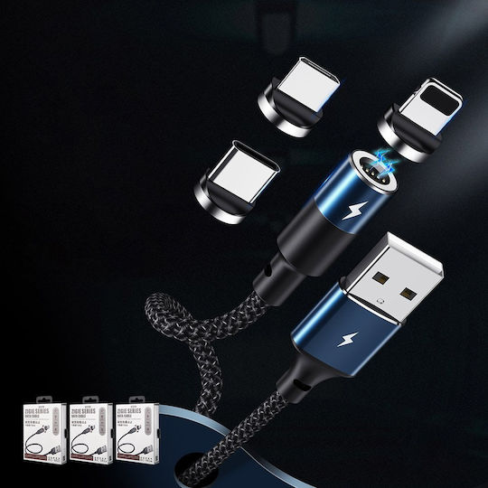 Remax Braided / Magnetic USB 2.0 to micro USB Cable Μαύρο 1.2m (Zigie)