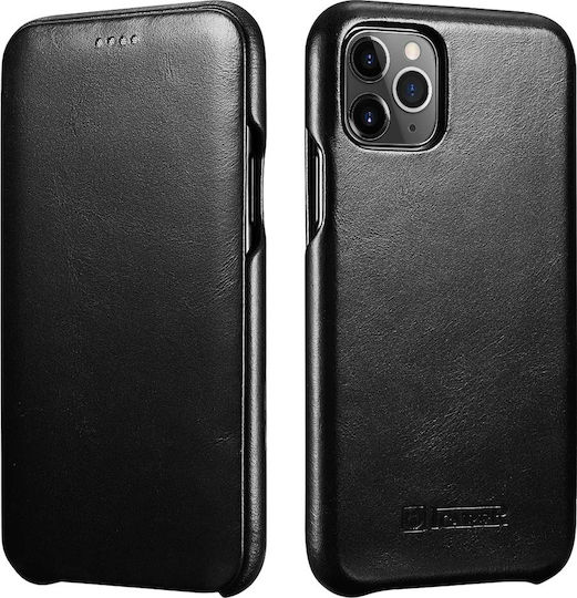 iCarer Vintage Folio Книга Кожа Черен (iPhone 11 Pro)