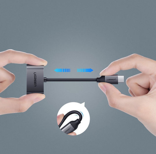 Ugreen Converter USB-C male to 3.5mm / USB-C female Gray 1pcs 50596