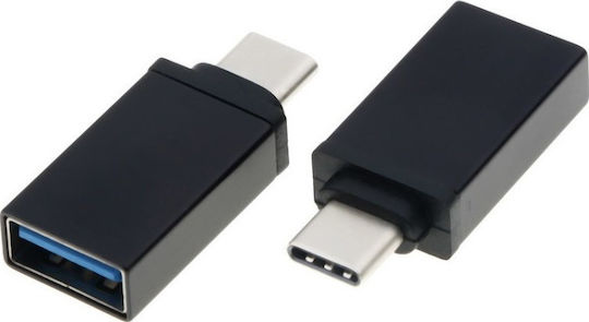Well Μετατροπέας USB-C male σε USB-A female Black 1τμχ