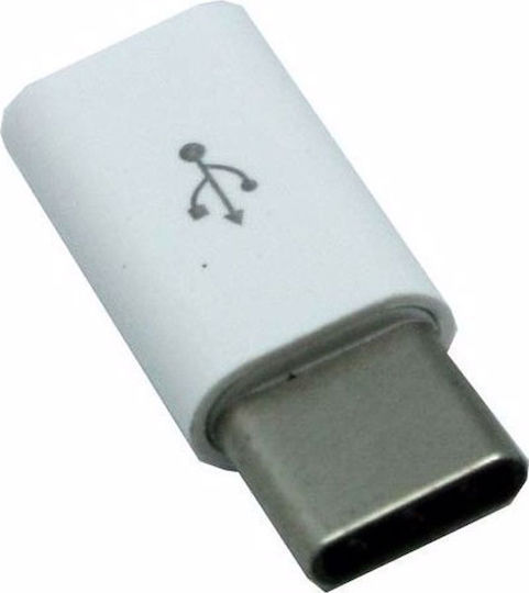 BigBuy Μετατροπέας USB-C male σε micro USB female Λευκό 1τμχ 14977