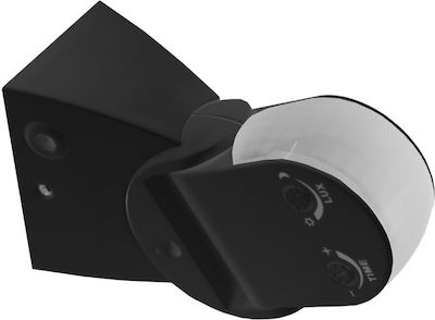 Adeleq Motion Sensor with Range 12m Wall-mounted Infrared Ray Level Sensor 220° 6A 220V in Black Color 10-601