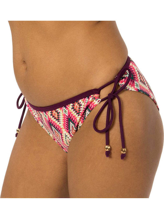Bikini Slip με Κορδονάκια Φούξια