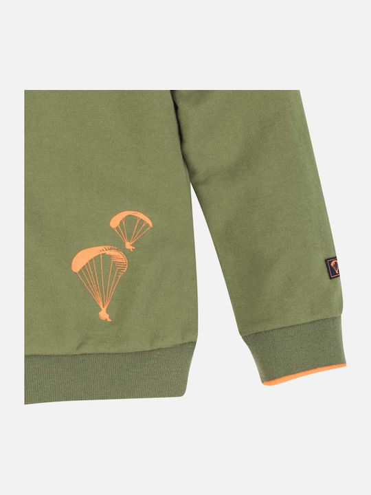 Kids Sweatshirt Cardigan with Hood and Pockets Khaki